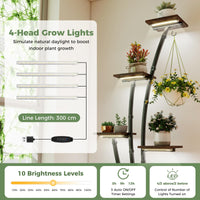 Indoor Plant Stand with Grow Lights, 156CM Tall 8-Tier Corner Metal Plant Shelf
