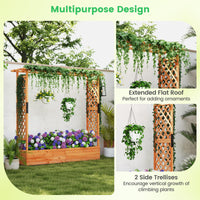 Giantex Raised Garden Bed with Trellis & Hanging Roof, 77"x17"x72"