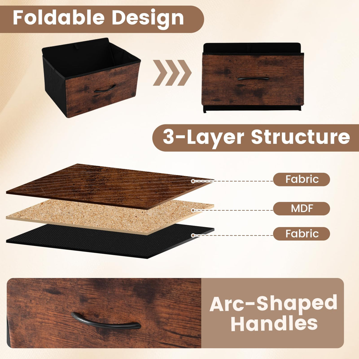 4 Drawers Dresser with Wooden Top and Heavy Duty Metal Frame