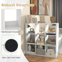 9-Cube Bookshelf, Modern Cubby Bookcase with Back