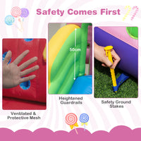 Inflatable Water Slide, Wet Dry Inflatable Water Park Jumping Castle w/Long Slide, Splash Pool (Without Blower)