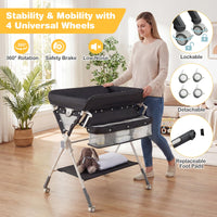 Baby Changing Table, Foldable Diaper Changing Station w/Storage Bag & Shelf