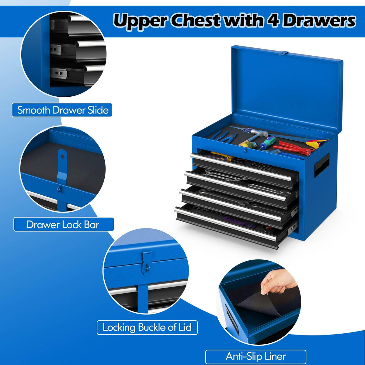 High Capacity Tool Storage Cabinet with Lockable Wheels for Garage