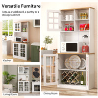 Giantex Kitchen Buffet Sideboard with Hutch, 183cm Freestanding Pantry Cabinet with Adjustable Shelf