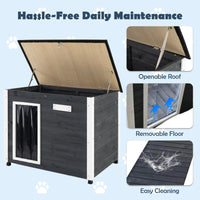 Wooden Dog House Outdoor Weatherproof with PVC Curtain 2 Size