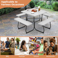 8-person Square Picnic Table Bench Set with 4 Benches 225 KG Capacity
