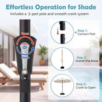 2.8M Patio Umbrella with Weighted Base Sandbags and Push Button Tilt