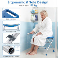 Folding Shower Chair, Aluminum Alloy Shower Seat for Inside Shower and Bath Tub