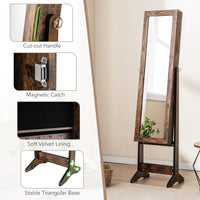 Mirror Jewelry Cabinet Standing with 4 Shelves and 3 Adjustable Tilt Angles