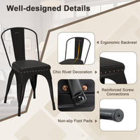 Metal Dining Chair Set of 4 Stackable Kitchen Chairs Cafe Restaurant Chairs