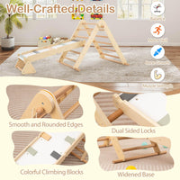 3-in-1 Pikler Triangle Climbing Set with Dual-Side Ramp and Adjustable Climbing Triangle