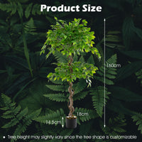 Giantex 150 CM Artificial Ficus Tree Tall Indoor Plant with 882 Leaves