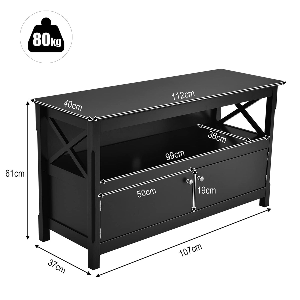 Giantex Wooden TV Stand for TVs, X Shape Console Storage Cabinet, Home Living Room Furniture, Farmhouse TV Storage Console