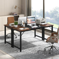 160 cm Computer Desk, Heavy Duty Metal Frame Laptop Table
