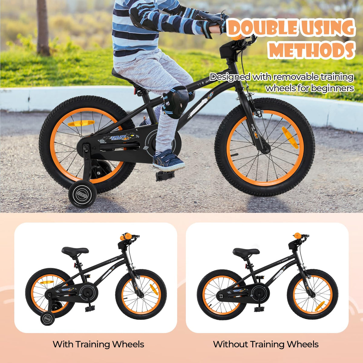 Kids Bike for 4-7 Years Old Sport Bicycle Adjustable with Training Wheels