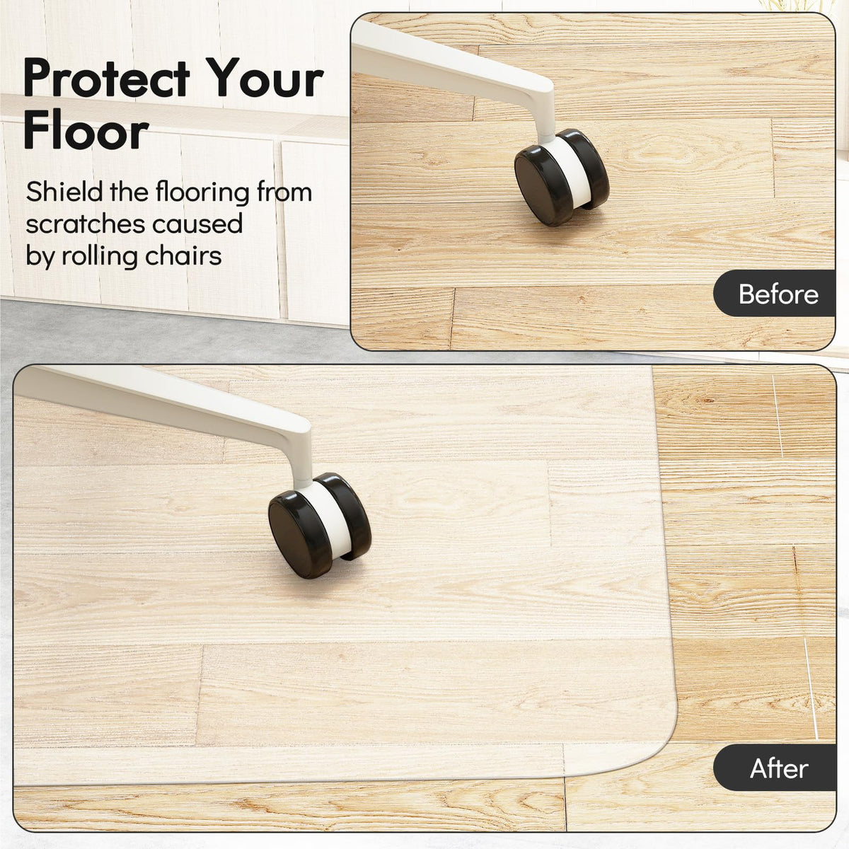 180 x 160 cm Office Chair Mat with Transparent PVC for Hardwood Floor