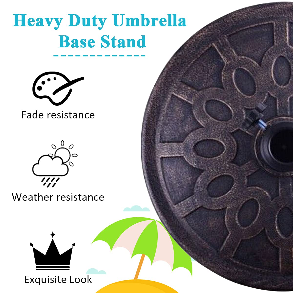 Half Round/Round Resin Umbrella Base, Outdoor Patio Umbrella Holder