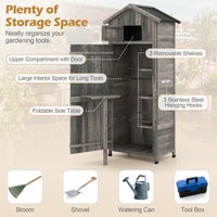 Wood Garden Storage Shed with Lockable Barn Door and Removable Shelves for Outdoor