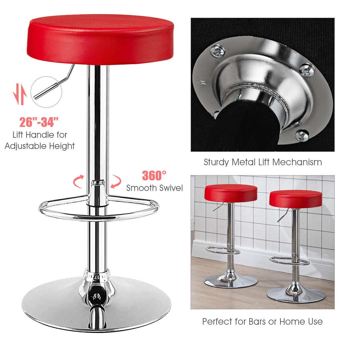 Bar stool, Pub Swivel Barstool Height Adjustable Pub Chairs, Counter Height Bar Stool W/ PU leather