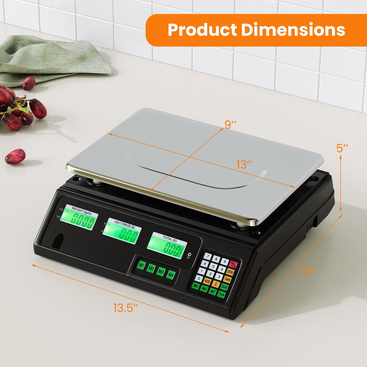 40kg Price Computing Scale with Counting Function and Stainless Steel Platform