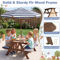 Kids Picnic Table with Bench, Fir Wood Toddler Outdoor Table Set