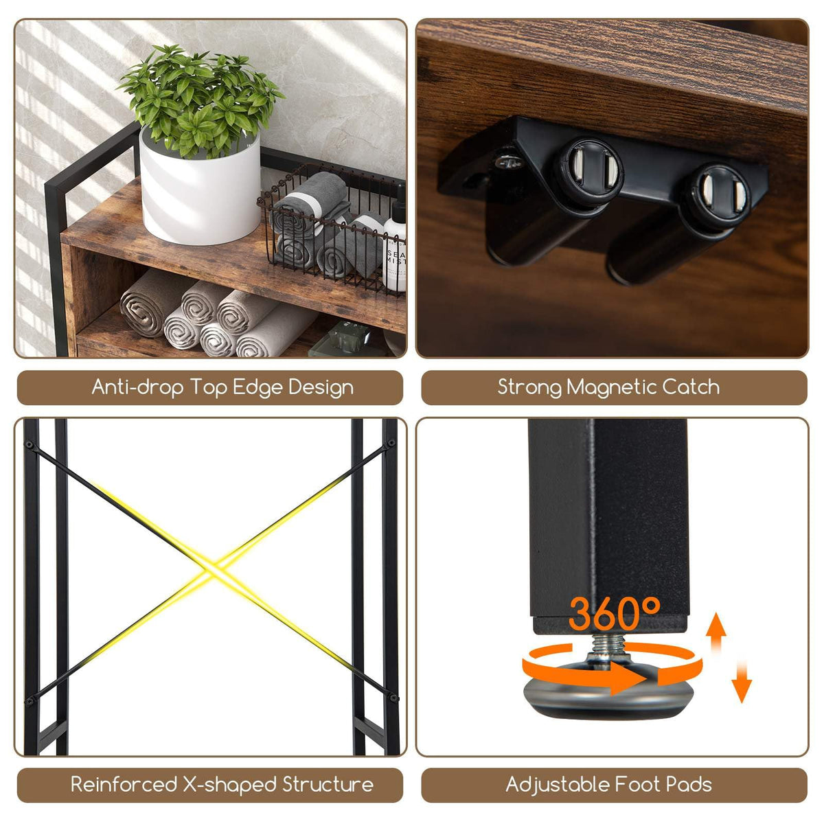 Over-The-Toilet Storage Cabinet Bathroom Organizer with 2 Doors