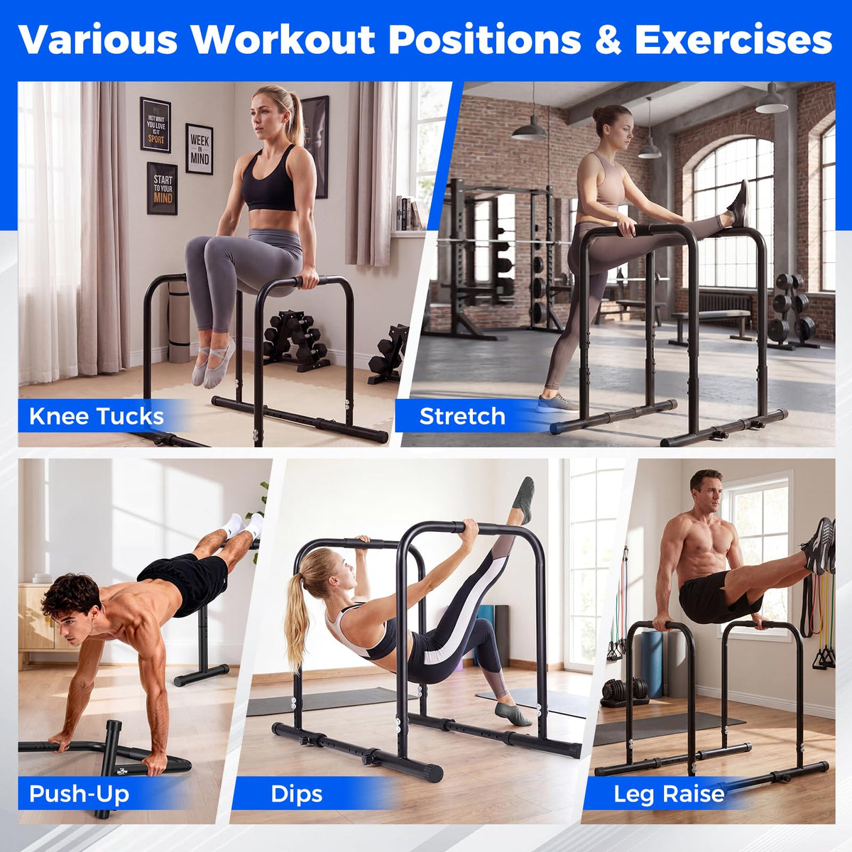 Adjustable Dip Bar, Heavy Duty Parallette Push Up Stand with 660 LBS Capacity, Anti-Slip Foam Grips