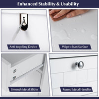 Tilt-Out Laundry Hamper Cabinet Freestanding Bathroom Storage Cabinet with 1/2 Shelf