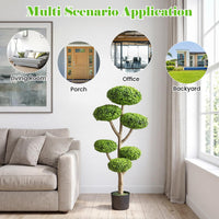 45" Artificial Sesame Leaf Topiary Tree, Indoor Outdoor 6 Balls Fake Plants