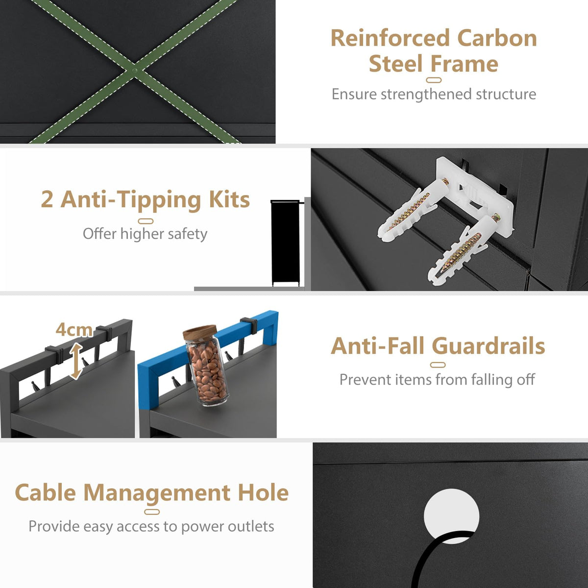 1.6 m Tall Freestanding Metal Pantry with 4 Flip-up Doors and 5-Tier