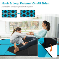 3M Folding Exercise Mat 4-Panel PU Leather Gym Mat w/Hook & Loop Fasteners