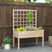 Raised Garden Bed with Lattice Trellis and Drainage Holes