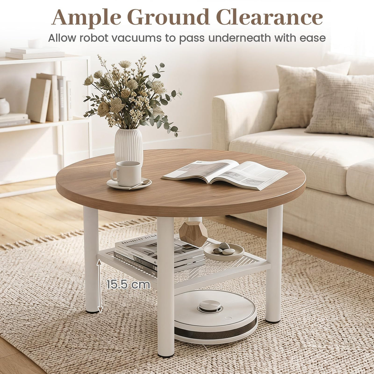 Giantex Round Coffee Table, 2-Tier Modern Circular Center Table