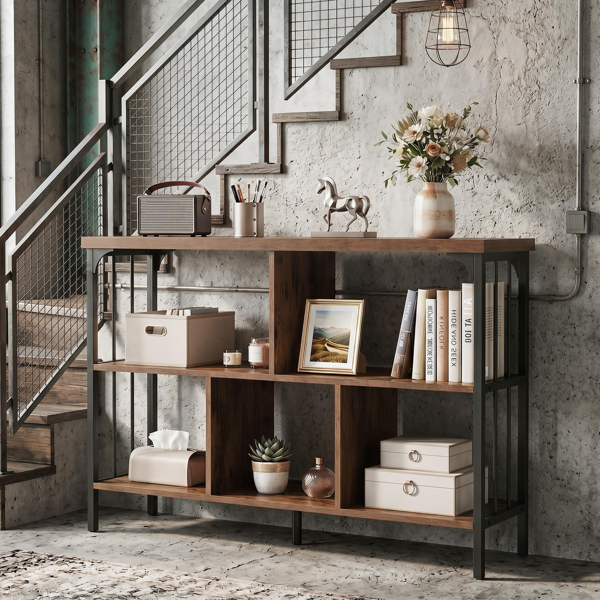 3-Tier Bookshelf with Anti Tipping Kits and Metal Frame for Home Office