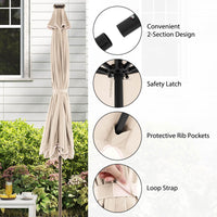 3m Solar Patio Umbrella with 24 LED Lights Vented Top and Ruffles