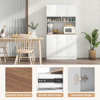 Giantex Tall Pantry Cabinet, Kitchen Cabinet with Outlets, USB Ports, Anti-Tipping Kits & 3-Position Adjustable Shelves