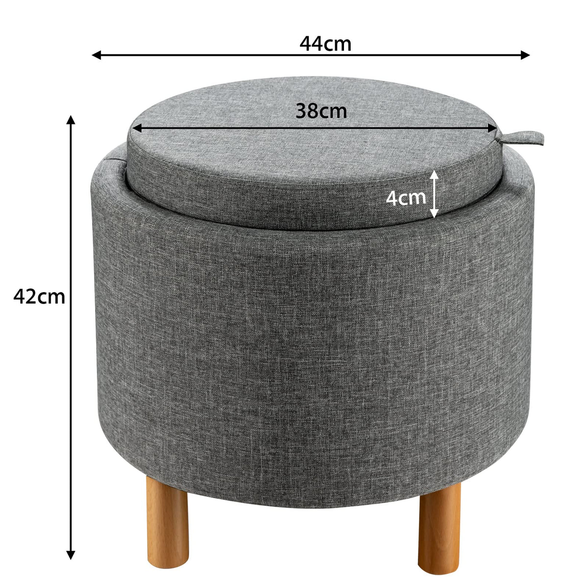 Giantex Round Storage Ottoman w/ Tray, Accent Storing Footrest w/ Soft Padding