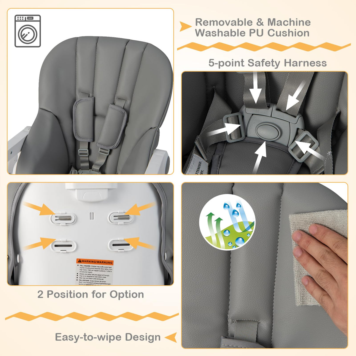 Convertible Infant Dining Chair with 7 Height for Babies and Toddlers
