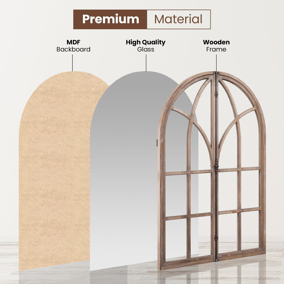 Giantex Arched Window-Like Wall Mirror 88 x 60CM, Decorative Arch Mirror