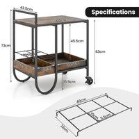 Giantex Bar Cart, Liquor Beverage Serving Cart with 6-Bottle Removable Metal Wire Wine Rack