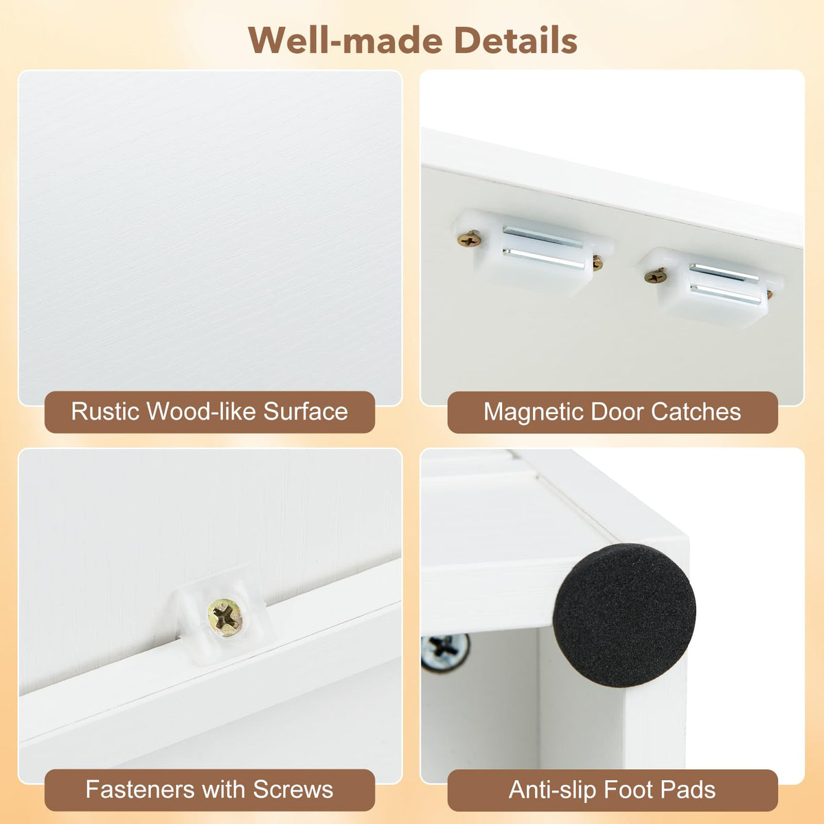 Bathroom Floor Storage Cabinet with Doors and Adjustable Shelves