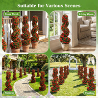 Artificial Spiral Topiary Trees Set of 2, 3FT Outdoor Faux Plants
