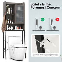 Giantex Over The Toilet Storage Cabinet, Bathroom Space Saver with Sliding Acrylic Door & Metal Frame