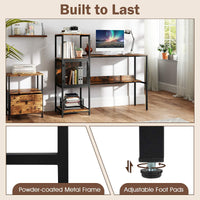 Home Office Desk with Storage Cabinet & Shelves