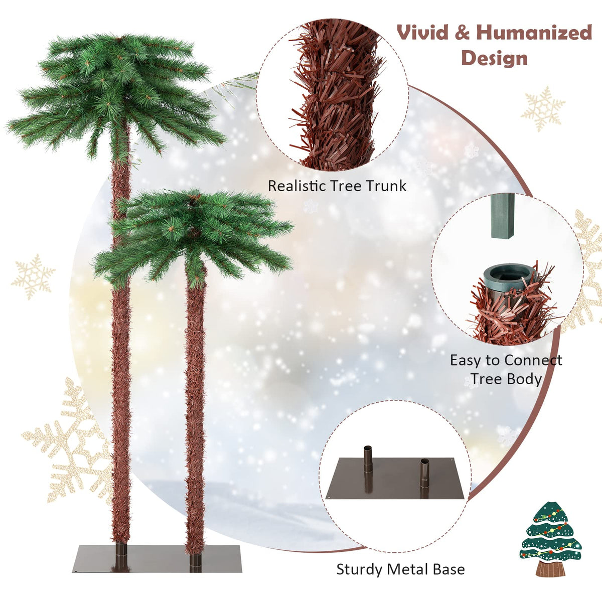 Pre-Lit Artificial Palm Tree with 100 LED Lights for Christmas