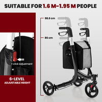 3-Wheel Rolling Walker Folding Rollator Walker