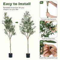 Giantex 190 cm Artificial Olive Tree with Life-Like Fruit & Leaves