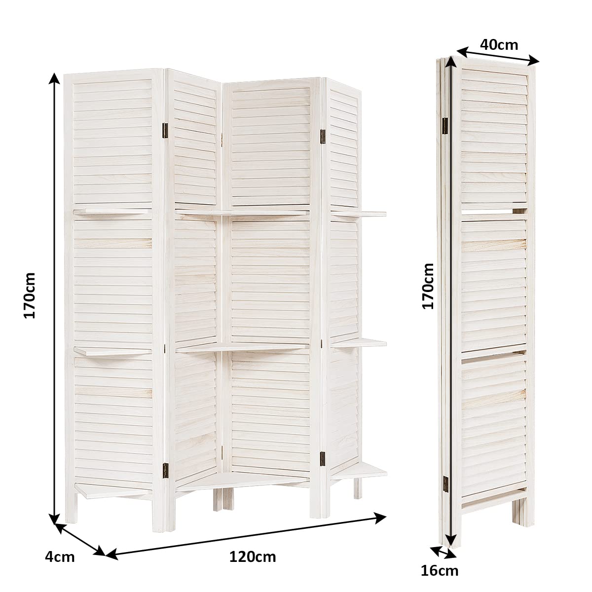 Giantex 4-Panel Room Divider, Portable Partition Screen w/Removable Storage Shelves