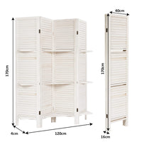 Giantex 4-Panel Room Divider, Portable Partition Screen w/Removable Storage Shelves