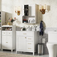GIANTEX Bathroom Wall Cabinet 2-Door Medicine Cabinet w/Open Shelf